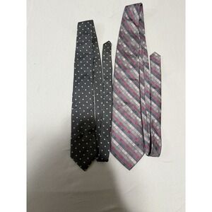 Paul Dione Men's 100% All Silk Pink-White Geometric Bundle Ties